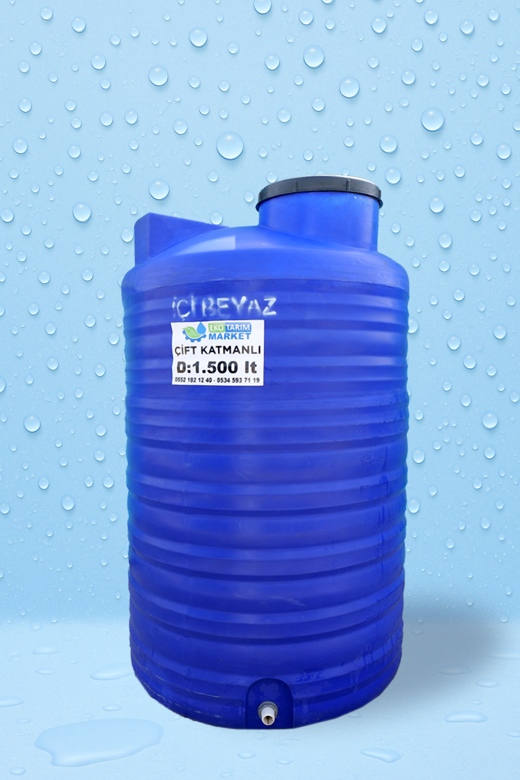 1500 LT Dikey Su Deposu 6 1500-BG-mavi