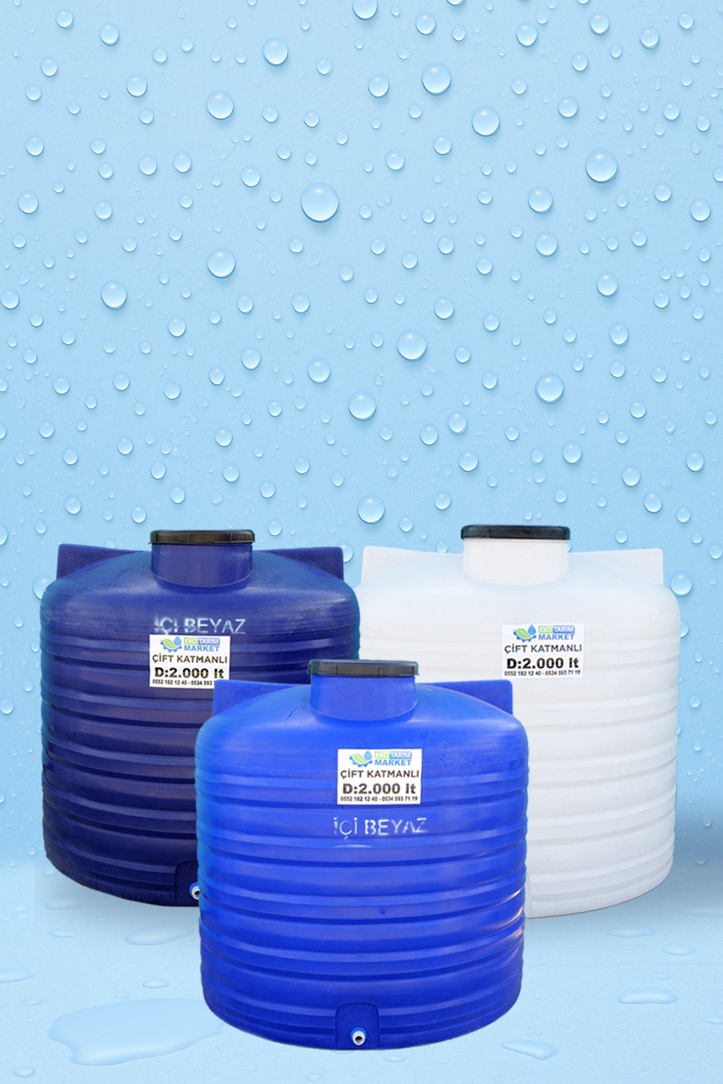 2000 LT Dikey Su Deposu 12 2000-BG-3lü