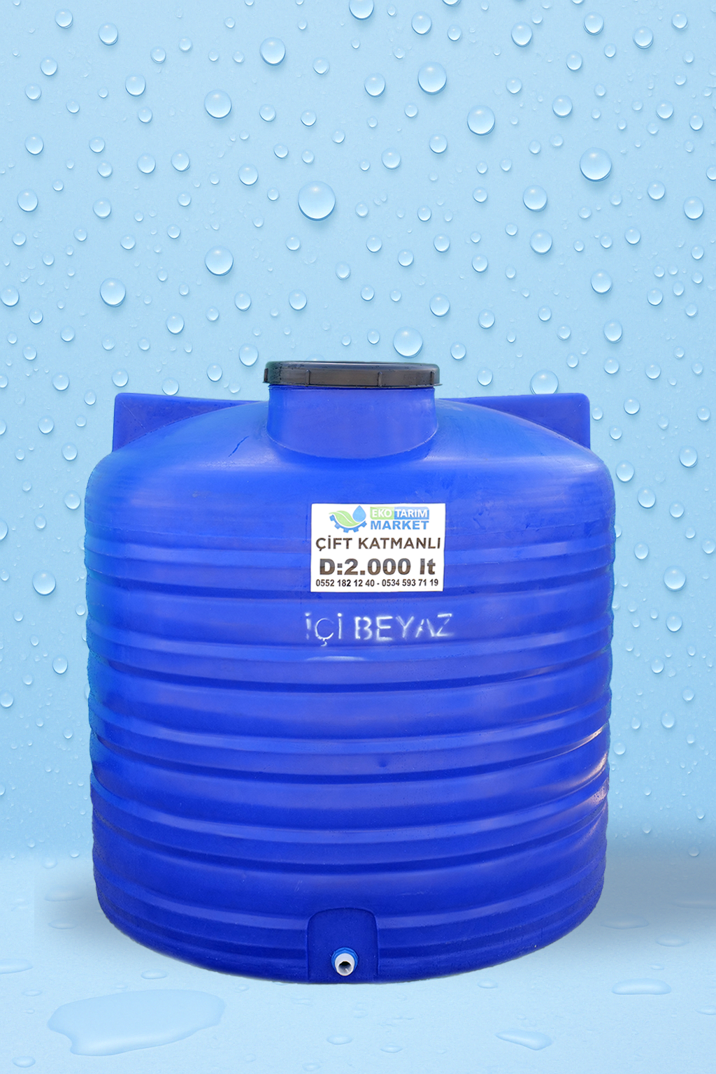 2000 LT Dikey Su Deposu 14 2000-BG-mavi